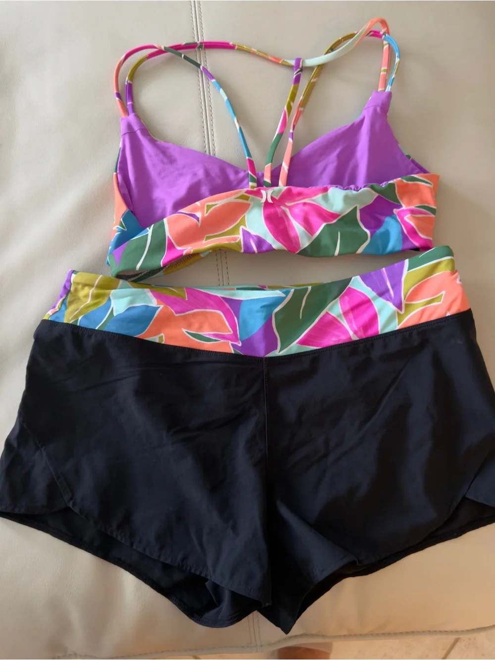 Hurley 3pc Surf Bikini set with matching Swim Shorts